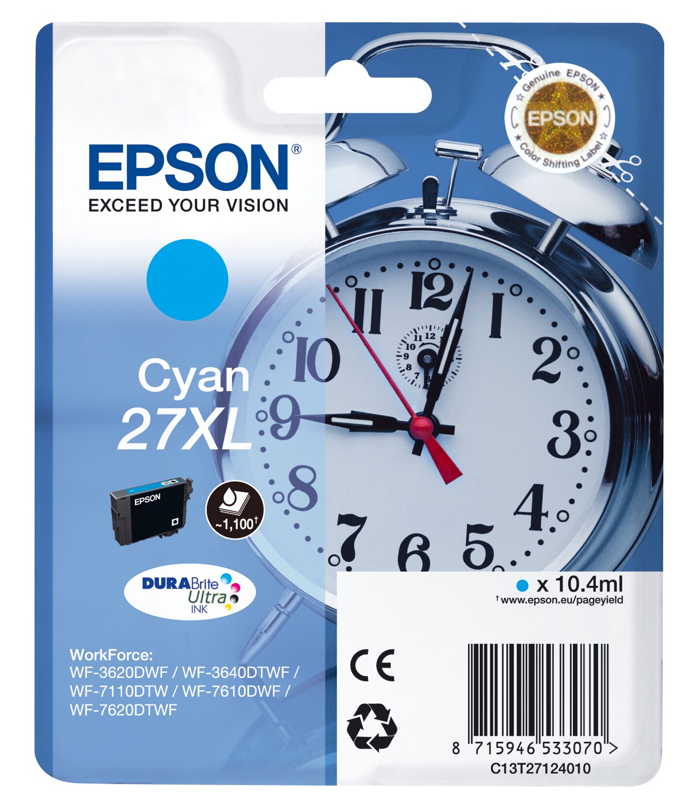 Epson 27XL cartridge cyan T27124012 inkjet