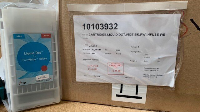 CTP Procesloos Infuse: cartridge, liquid dot, #S37, BK, PW Infuse WB /350ml