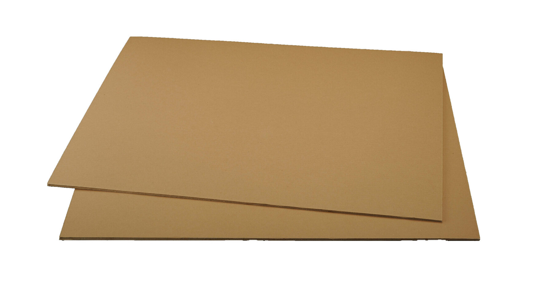 Afgeprijsd - Kartonnen bladen bruin testliner 770 x 570 mm (dikte - 3 mm)enkele golf rechte hoeken