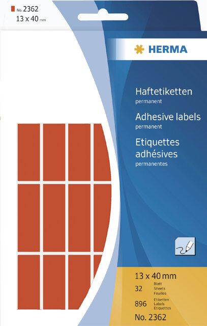 Etiket HERMA 2362 13x40mm rood 896 stuks