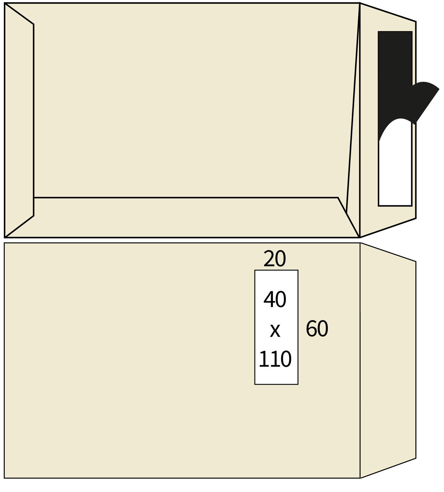 Afgeprijsd - Zakenveloppen Lessebo Design 1.3 ivoor 115g/m² 229 x 324 mm venster lin