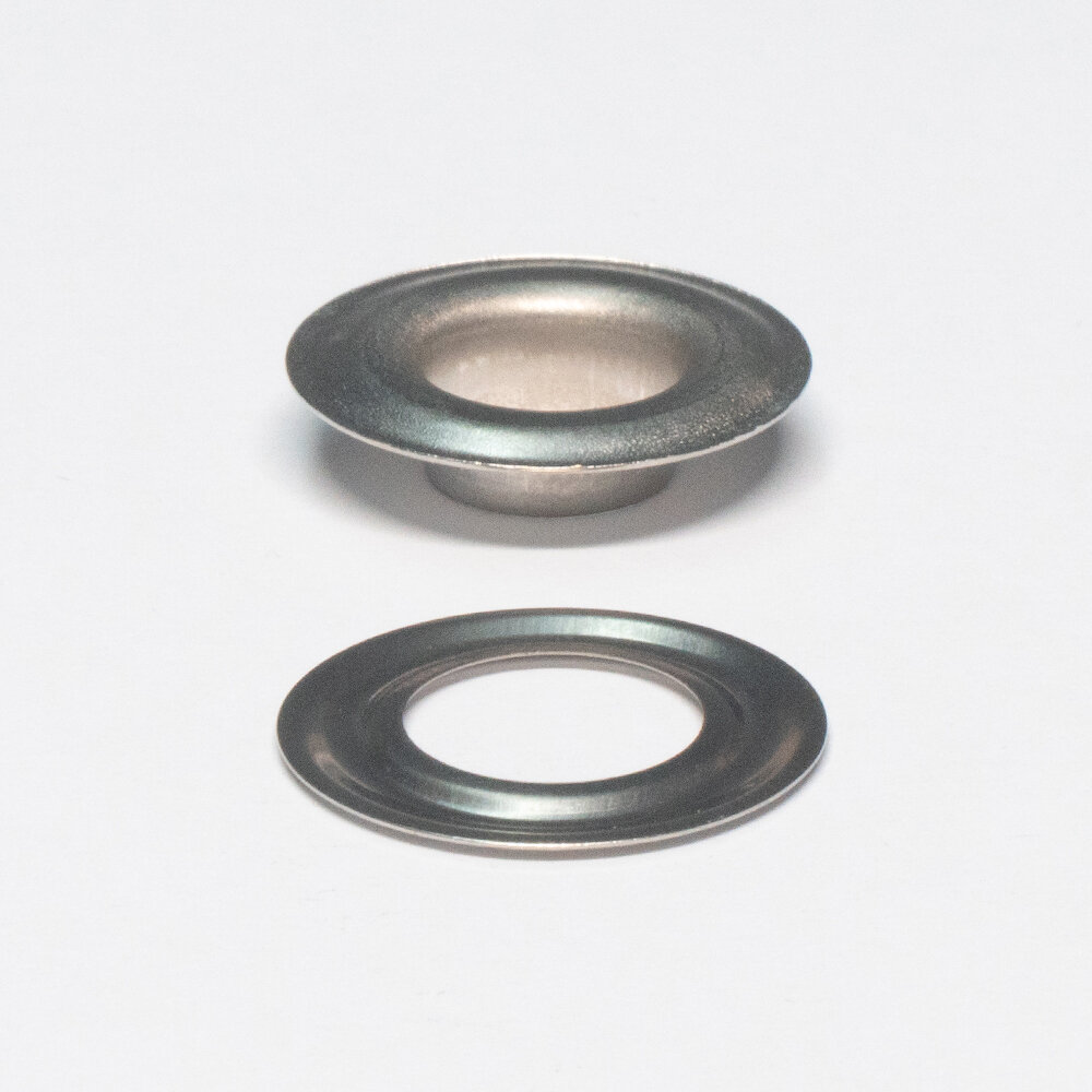 Plastgrommet Eyelet+Washer 11.5 mm (#3) self-piercing Brass nickel plated 500 sets