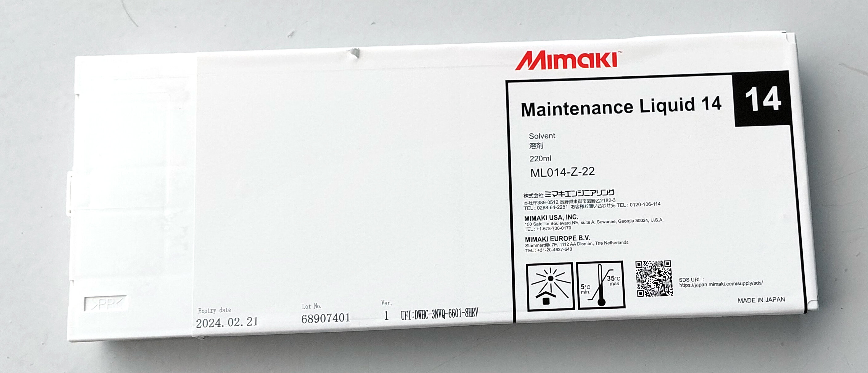 Cleaning voor Mimaki printers met solvent inkt (maintenance liquid 14)