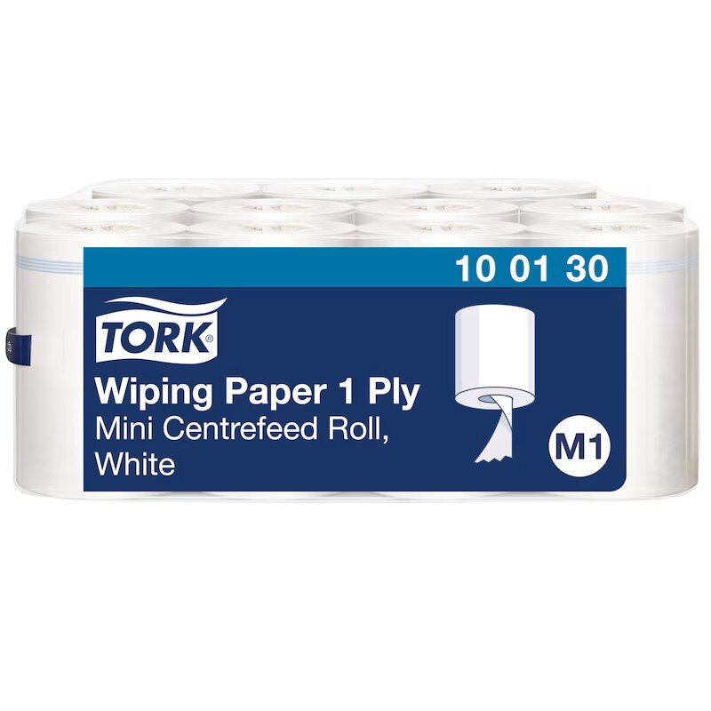 Poetsdoeken Tork : 220 x 12000 mm Wiping mini roll M1 White  /11 rollen (100130)