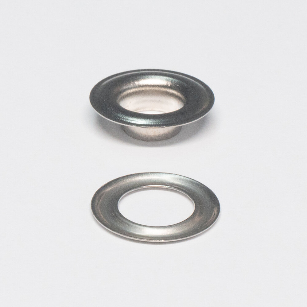 Plastgrommet Metal Eyelet + Washer 9,5mm (#2) self-piercing Steel nickel plated (500 ex)