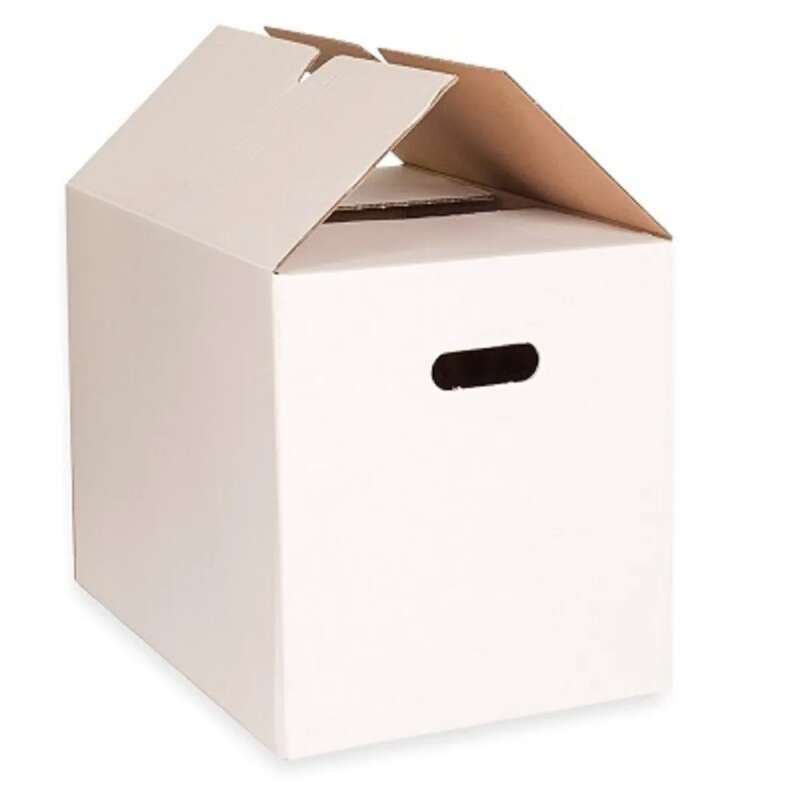 Caisses déménageurs simple cannelure blanc 480 mm x 320 mm x 360 mm - fond automatique