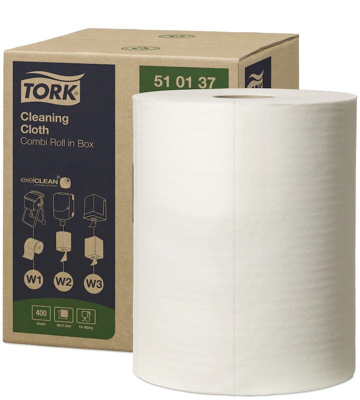 Poetsdoeken Tork: 320 x 15200 mm Premium 510 White /400 (510137)