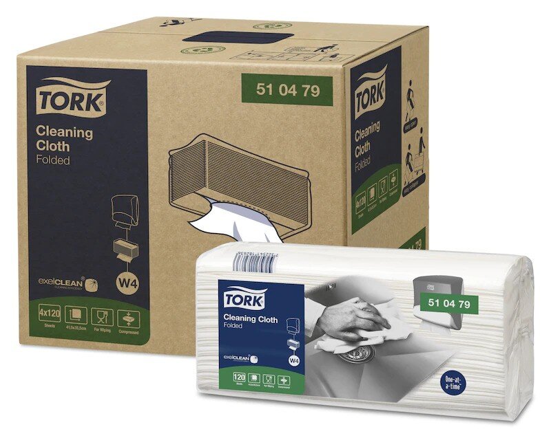 Poetsdoeken Tork: 415 x 335 mm Cleaning Cloth W4 White  /4x 120 (510479)