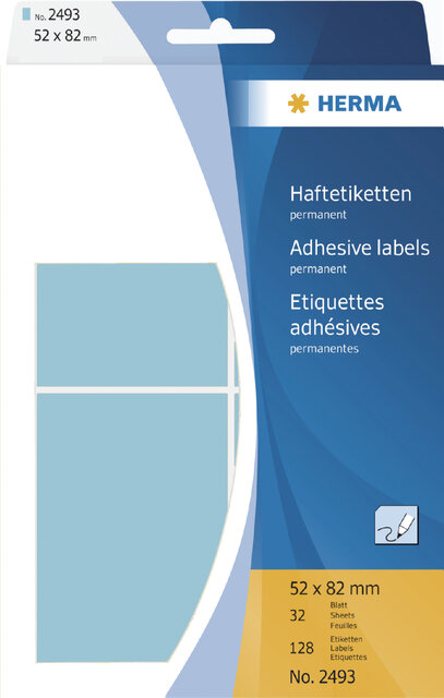 Etiket HERMA 2493 52x82mm blauw 128stuks